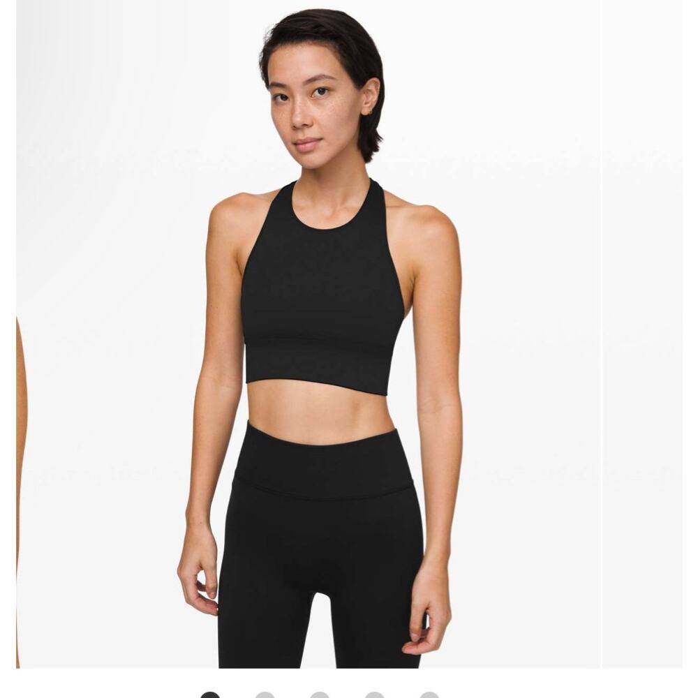 Lulu lululemon ebb to train black euc sports bra size 4 seamless training